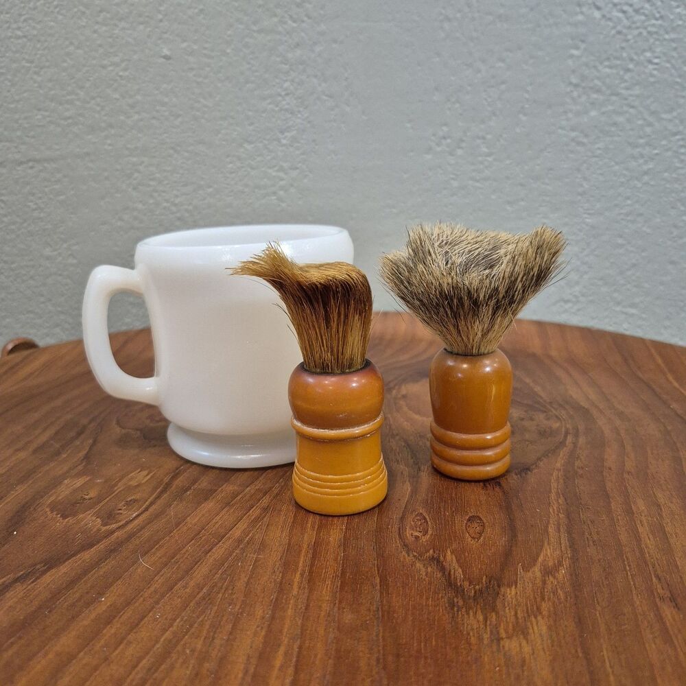 Vintage Men’s Shaving  Brushes(2) Lord Chesterfield,Made Rite BADGER milk Glass